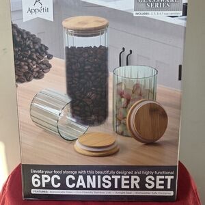 Glass Canister Set with Bamboo Lids - 6 Piece